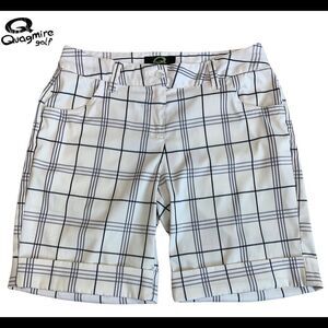 QUAGMIRE Golf White gray black striped plaid check shorts Sz 8 NWOT